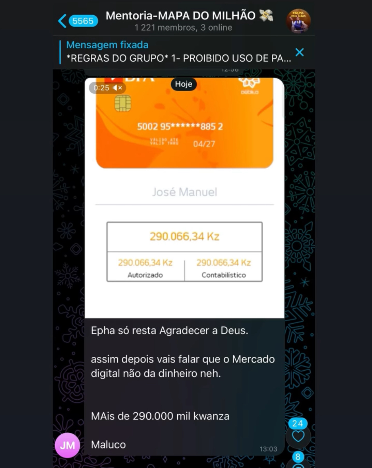 Captura de ecrã de resultado de aluno